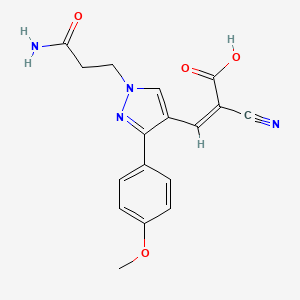 molecular formula C17H16N4O4 B2800832 (Z)-3-[1-(3-amino-3-oxopropyl)-3-(4-methoxyphenyl)pyrazol-4-yl]-2-cyanoprop-2-enoic acid CAS No. 1006442-35-8