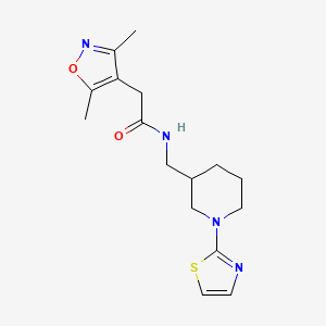 molecular formula C16H22N4O2S B2800837 2-(3,5-二甲基异噁唑-4-基)-N-((1-(噻唑-2-基)哌啶-3-基)甲基)乙酰胺 CAS No. 1705062-20-9