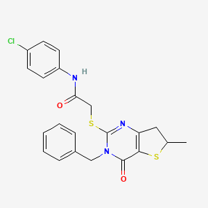 2-((3-benzyl-6-methyl-4-oxo-3,4,6,7-tetrahydrothieno[3,2-d]pyrimidin-2-yl)thio)-N-(4-chlorophenyl)acetamide