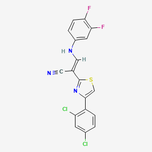 (E)-2-(4-(2,4-dichlorophenyl)thiazol-2-yl)-3-((3,4-difluorophenyl)amino)acrylonitrile
