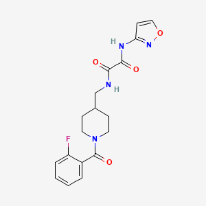 molecular formula C18H19FN4O4 B2800850 N1-((1-(2-fluorobenzoyl)piperidin-4-yl)methyl)-N2-(isoxazol-3-yl)oxalamide CAS No. 1235312-13-6