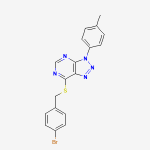molecular formula C18H14BrN5S B2800853 7-[(4-Bromophenyl)methylsulfanyl]-3-(4-methylphenyl)triazolo[4,5-d]pyrimidine CAS No. 863459-73-8