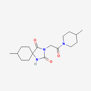 molecular formula C17H27N3O3 B2800855 8-Methyl-3-[2-(4-methylpiperidin-1-yl)-2-oxoethyl]-1,3-diazaspiro[4.5]decane-2,4-dione CAS No. 875421-96-8