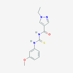 molecular formula C14H16N4O2S B280086 1-ethyl-N-[(3-methoxyphenyl)carbamothioyl]-1H-pyrazole-4-carboxamide 