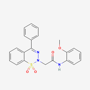 molecular formula C22H19N3O4S B2800860 2-(1,1-dioxido-4-phenyl-2H-1,2,3-benzothiadiazin-2-yl)-N-(2-methoxyphenyl)acetamide CAS No. 1031554-65-0