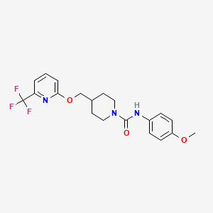 molecular formula C20H22F3N3O3 B2800866 N-(4-Methoxyphenyl)-4-[[6-(trifluoromethyl)pyridin-2-yl]oxymethyl]piperidine-1-carboxamide CAS No. 2310014-11-8