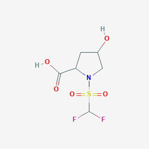 molecular formula C6H9F2NO5S B2800867 1-(二氟甲基磺酰)-4-羟基吡咯啉-2-羧酸 CAS No. 1192012-77-3