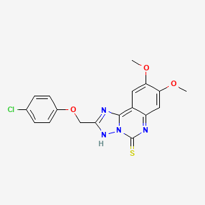 molecular formula C18H15ClN4O3S B2800868 2-[(4-chlorophenoxy)methyl]-8,9-dimethoxy[1,2,4]triazolo[1,5-c]quinazoline-5(6H)-thione CAS No. 902432-59-1