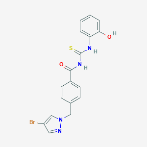 molecular formula C18H15BrN4O2S B280087 4-[(4-bromo-1H-pyrazol-1-yl)methyl]-N-[(2-hydroxyphenyl)carbamothioyl]benzamide 
