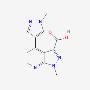 molecular formula C12H11N5O2 B2800873 1-methyl-4-(1-methyl-1H-pyrazol-4-yl)-1H-pyrazolo[3,4-b]pyridine-3-carboxylic acid CAS No. 1354704-42-9