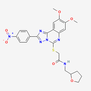 2-{[8,9-dimethoxy-2-(4-nitrophenyl)[1,2,4]triazolo[1,5-c]quinazolin-5-yl]thio}-N-(tetrahydrofuran-2-ylmethyl)acetamide