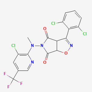 molecular formula C18H10Cl3F3N4O3 B2800882 5-((3-Chloro-5-(trifluoromethyl)-2-pyridinyl)(methyl)amino)-3-(2,6-dichlorophenyl)-3ah-pyrrolo[3,4-d]isoxazole-4,6(5H,6aH)-dione CAS No. 338775-03-4