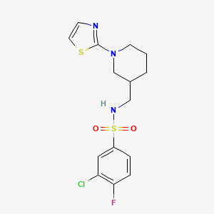 3-chloro-4-fluoro-N-((1-(thiazol-2-yl)piperidin-3-yl)methyl)benzenesulfonamide