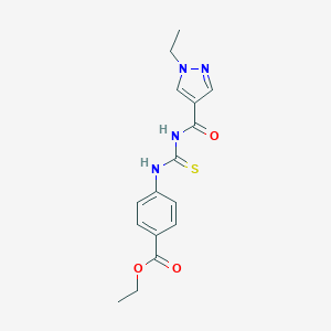 molecular formula C16H18N4O3S B280090 ethyl 4-({[(1-ethyl-1H-pyrazol-4-yl)carbonyl]carbamothioyl}amino)benzoate 