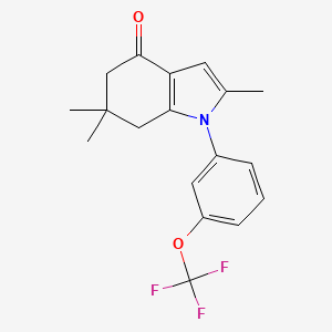 molecular formula C18H18F3NO2 B2800902 2,6,6-Trimethyl-1-(3-(trifluoromethoxy)phenyl)-5,6,7-trihydroindol-4-one CAS No. 497060-41-0