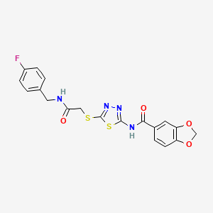 N-(5-((2-((4-fluorobenzyl)amino)-2-oxoethyl)thio)-1,3,4-thiadiazol-2-yl)benzo[d][1,3]dioxole-5-carboxamide