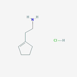 molecular formula C7H14ClN B2800907 2-(Cyclopent-1-en-1-yl)ethan-1-amine hydrochloride CAS No. 1085538-42-6; 3197-72-6
