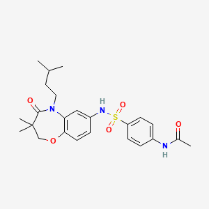 molecular formula C24H31N3O5S B2800908 N-(4-(N-(5-isopentyl-3,3-dimethyl-4-oxo-2,3,4,5-tetrahydrobenzo[b][1,4]oxazepin-7-yl)sulfamoyl)phenyl)acetamide CAS No. 922133-92-4
