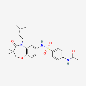 molecular formula C24H31N3O5S B2800908 N-(4-(N-(5-异戊基-3,3-二甲基-4-氧代-2,3,4,5-四氢苯并[b][1,4]噁唑-7-基)磺酰胺)苯基)乙酰胺 CAS No. 922133-92-4