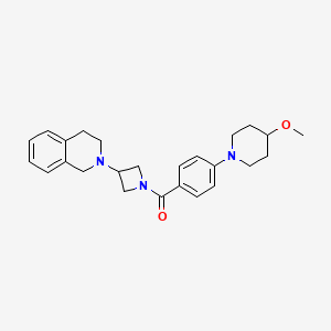 molecular formula C25H31N3O2 B2800910 (3-(3,4-二氢异喹啉-2(1H)-基)氮杂环丁烷-1-基)(4-(4-甲氧基哌啶-1-基)苯基)甲酮 CAS No. 2034357-63-4