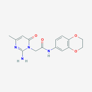 molecular formula C15H16N4O4 B2800916 2-(2-amino-4-methyl-6-oxopyrimidin-1(6H)-yl)-N-(2,3-dihydro-1,4-benzodioxin-6-yl)acetamide CAS No. 1251676-80-8