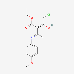 molecular formula C15H18ClNO4 B2800925 Ethyl 2-(2-chloroacetyl)-3-[(4-methoxyphenyl)amino]but-2-enoate CAS No. 791607-31-3