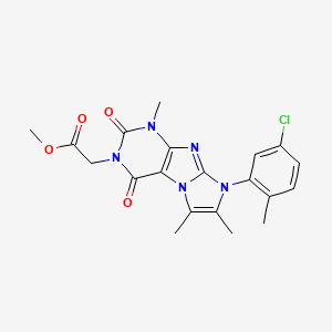 molecular formula C20H20ClN5O4 B2800927 methyl 2-(8-(5-chloro-2-methylphenyl)-1,6,7-trimethyl-2,4-dioxo-1H-imidazo[2,1-f]purin-3(2H,4H,8H)-yl)acetate CAS No. 877810-50-9