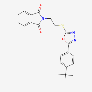molecular formula C22H21N3O3S B2800932 2-[2-({5-[4-(tert-butyl)phenyl]-1,3,4-oxadiazol-2-yl}sulfanyl)ethyl]-1H-isoindole-1,3(2H)-dione CAS No. 477857-45-7