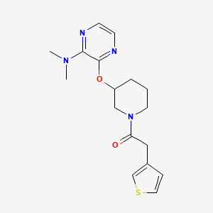 molecular formula C17H22N4O2S B2800933 1-(3-((3-(二甲基氨基)吡嗪-2-基)氧基)哌啶-1-基)-2-(噻吩-3-基)乙酮 CAS No. 2034439-74-0