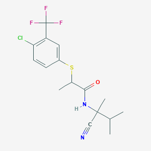 molecular formula C16H18ClF3N2OS B2800938 2-{[4-chloro-3-(trifluoromethyl)phenyl]sulfanyl}-N-(1-cyano-1,2-dimethylpropyl)propanamide CAS No. 1209989-46-7