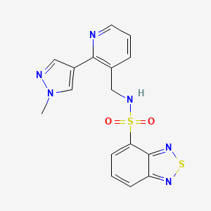 molecular formula C16H14N6O2S2 B2800939 N-((2-(1-methyl-1H-pyrazol-4-yl)pyridin-3-yl)methyl)benzo[c][1,2,5]thiadiazole-4-sulfonamide CAS No. 2034562-42-8