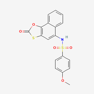 molecular formula C18H13NO5S2 B2800944 4-甲氧基-N-(2-氧代萘并[2,1-d][1,3]噁硫-5-基)苯基磺酰胺 CAS No. 518052-71-6
