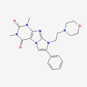 molecular formula C21H24N6O3 B2800950 1,3-dimethyl-8-(2-morpholinoethyl)-7-phenyl-1H-imidazo[2,1-f]purine-2,4(3H,8H)-dione CAS No. 845800-72-8
