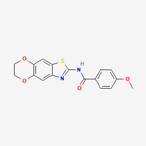molecular formula C17H14N2O4S B2800963 N-(6,7-dihydro-[1,4]dioxino[2,3-f][1,3]benzothiazol-2-yl)-4-methoxybenzamide CAS No. 892854-79-4