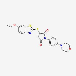 molecular formula C23H23N3O4S2 B2800966 3-((6-Ethoxybenzo[d]thiazol-2-yl)thio)-1-(4-morpholinophenyl)pyrrolidine-2,5-dione CAS No. 452358-22-4