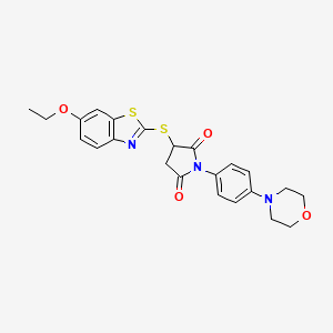 molecular formula C23H23N3O4S2 B2800966 3-((6-乙氧基苯并[2,3-d]噻唑-2-基)硫)-1-(4-吗啉基苯基)吡咯烷-2,5-二酮 CAS No. 452358-22-4