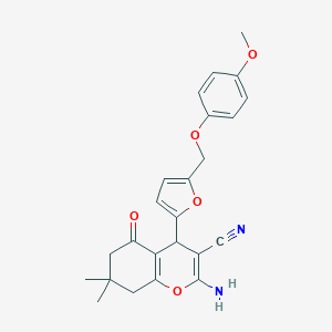 molecular formula C24H24N2O5 B280097 2-amino-4-{5-[(4-methoxyphenoxy)methyl]furan-2-yl}-7,7-dimethyl-5-oxo-5,6,7,8-tetrahydro-4H-chromene-3-carbonitrile 