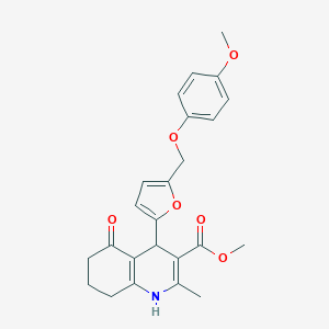 molecular formula C24H25NO6 B280098 Methyl 4-{5-[(4-methoxyphenoxy)methyl]-2-furyl}-2-methyl-5-oxo-1,4,5,6,7,8-hexahydro-3-quinolinecarboxylate 
