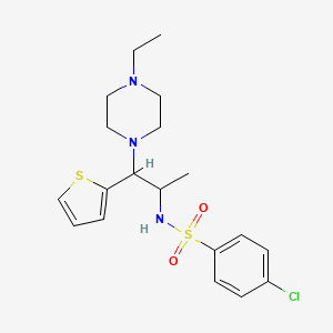 4-chloro-N-(1-(4-ethylpiperazin-1-yl)-1-(thiophen-2-yl)propan-2-yl)benzenesulfonamide