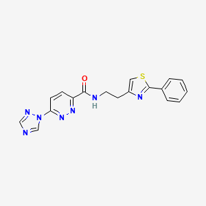 molecular formula C18H15N7OS B2800994 N-(2-(2-phenylthiazol-4-yl)ethyl)-6-(1H-1,2,4-triazol-1-yl)pyridazine-3-carboxamide CAS No. 1448053-82-4