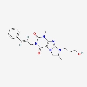 molecular formula C21H23N5O3 B2800997 3-cinnamyl-8-(3-hydroxypropyl)-1,7-dimethyl-1H-imidazo[2,1-f]purine-2,4(3H,8H)-dione CAS No. 919040-85-0