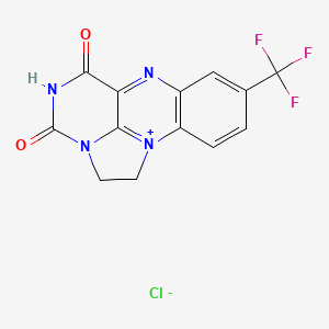 molecular formula C13H8ClF3N4O2 B2800998 4,6-Dioxo-9-(trifluoromethyl)-2,4,5,6-tetrahydro-1H-benzo[g]imidazo[1,2,3-ij]pteridin-12-ium chloride CAS No. 353245-38-2