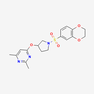 4-{[1-(2,3-Dihydro-1,4-benzodioxine-6-sulfonyl)pyrrolidin-3-yl]oxy}-2,6-dimethylpyrimidine