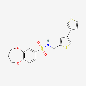 molecular formula C18H17NO4S3 B2801004 N-({[3,3'-bithiophene]-5-yl}methyl)-3,4-dihydro-2H-1,5-benzodioxepine-7-sulfonamide CAS No. 2379996-75-3