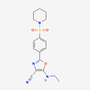 molecular formula C17H20N4O3S B2801005 5-(Ethylamino)-2-(4-(piperidin-1-ylsulfonyl)phenyl)oxazole-4-carbonitrile CAS No. 941243-47-6