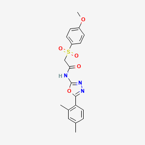molecular formula C19H19N3O5S B2801008 N-(5-(2,4-dimethylphenyl)-1,3,4-oxadiazol-2-yl)-2-((4-methoxyphenyl)sulfonyl)acetamide CAS No. 941908-01-6