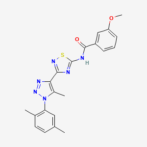 molecular formula C21H20N6O2S B2801013 N-{3-[1-(2,5-dimethylphenyl)-5-methyl-1H-1,2,3-triazol-4-yl]-1,2,4-thiadiazol-5-yl}-3-methoxybenzamide CAS No. 895118-15-7