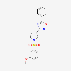 molecular formula C19H19N3O4S B2801026 3-(1-((3-Methoxyphenyl)sulfonyl)pyrrolidin-3-yl)-5-phenyl-1,2,4-oxadiazole CAS No. 2034322-94-4