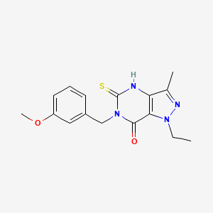 molecular formula C16H18N4O2S B2801028 1-ethyl-6-(3-methoxybenzyl)-3-methyl-5-thioxo-1,4,5,6-tetrahydro-7H-pyrazolo[4,3-d]pyrimidin-7-one CAS No. 1031669-59-6