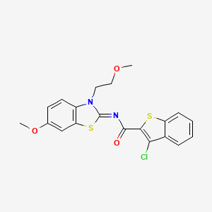 molecular formula C20H17ClN2O3S2 B2801029 (Z)-3-氯-N-(6-甲氧基-3-(2-甲氧基乙基)苯并[d]噻唑-2(3H)-基亚甲基)苯并[b]噻吩-2-甲酰胺 CAS No. 865161-42-8